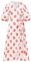 Thumbnail for your product : Erdem Marguerite Balloon-sleeve Rose Fil Coupe Dress - Red White