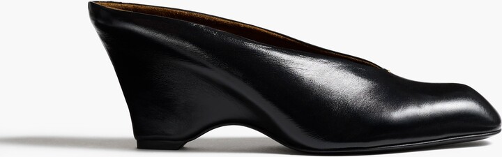 Colt Wedge in Black Glazed Leather