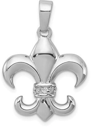 Solid 925 Sterling Silver 3-D Antiqued-Style Fleur De Lis with Lobster Clasp Pendant Charm 10mm x 36mm 