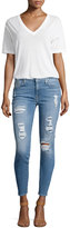 Thumbnail for your product : 7 For All Mankind The Ankle Skinny Destroyed Jeans w/Sequins, Light Blue
