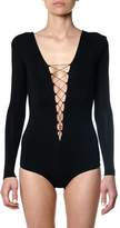 Thumbnail for your product : Alexander Wang Lace Up Long Sleeves Bodysuit