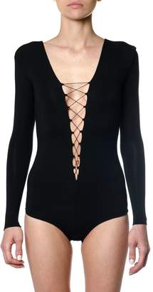 Alexander Wang Lace Up Long Sleeves Bodysuit