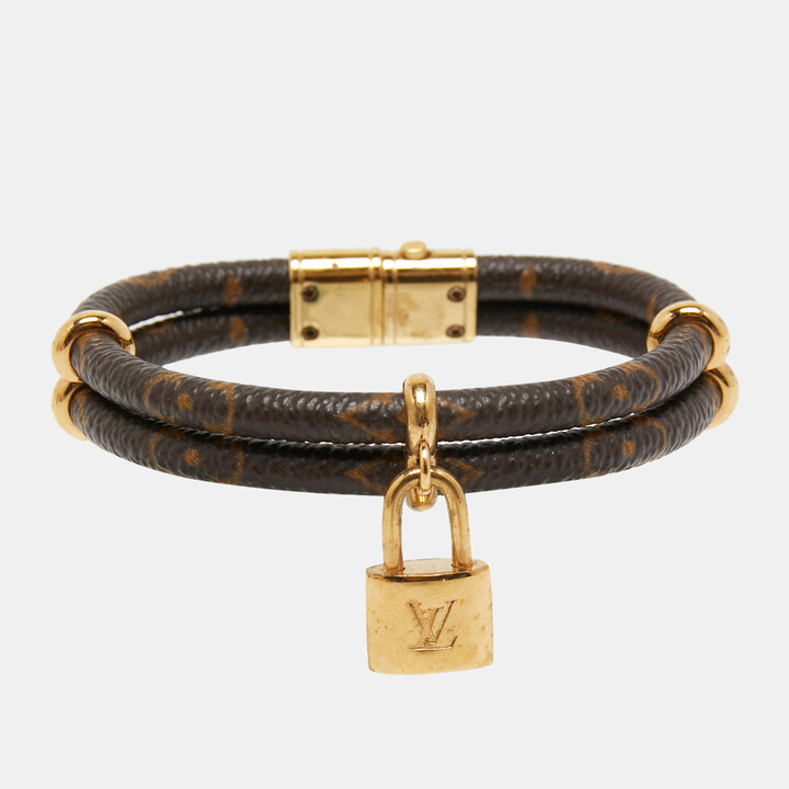 Louis Vuitton Monogram Luck It Brown Canvas Gold Tone Charm Bracelet Louis  Vuitton