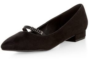 New Look Wide Fit Black Comfort Pointed Mary Jane Pumps