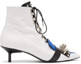 Thumbnail for your product : Marques Almeida Studded Lace Up Leather Ankle Boots - Womens - Blue White