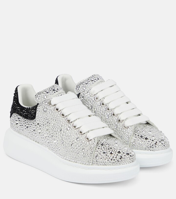 Alexander McQueen Oversized crystal-embellished leather sneakers