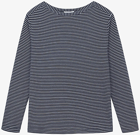 The White Company Womens Navy/Ivory Slash-Neck Ribbed Modal and Cotton-Blend Top S