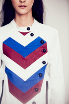 Thumbnail for your product : April May April, May Chevron Stripe Leather Jacket