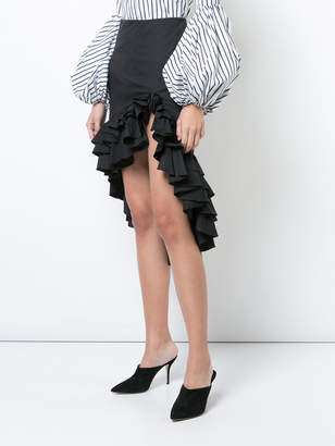 Caroline Constas ruffled trimmed asymmetric skirt