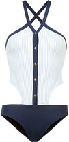 Thumbnail for your product : Jonathan Simkhai collared oxford one piece