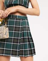 Thumbnail for your product : ASOS DESIGN kilt mini suit skirt in green check