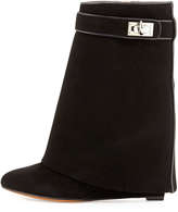 Thumbnail for your product : Givenchy Suede Shark-Lock Fold-Over Ankle Boot, Black