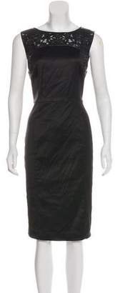 Magaschoni Leather-Accented Midi Dress