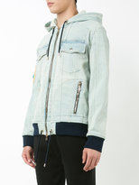 Thumbnail for your product : Balmain badge embroidered denim jacket