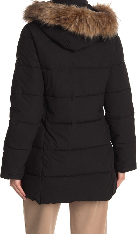 Vince Camuto Short Puffer Jacket With Faux Fur Hood - ShopStyle