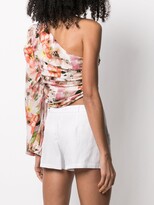 Thumbnail for your product : Patrizia Pepe Ruched One-Shoulder Floral Print Top