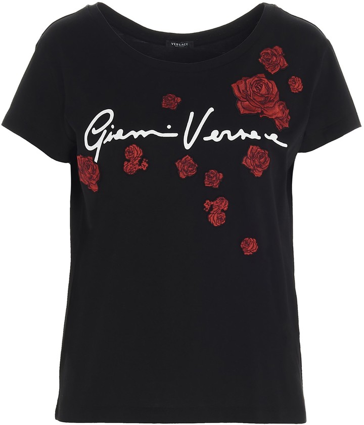 Versace GV Signature Embroidered Roses T-Shirt - ShopStyle