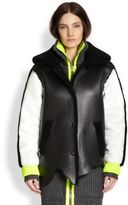 Thumbnail for your product : Alexander Wang Shearling-Trimmed Leather Varsity Jacket