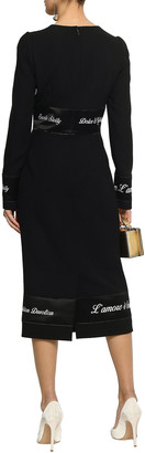 Dolce & Gabbana Embroidered Satin-trimmed Wool-crepe Midi Dress