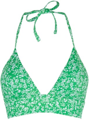 New Look Ditsy Floral Longline Triangle Bikini Top