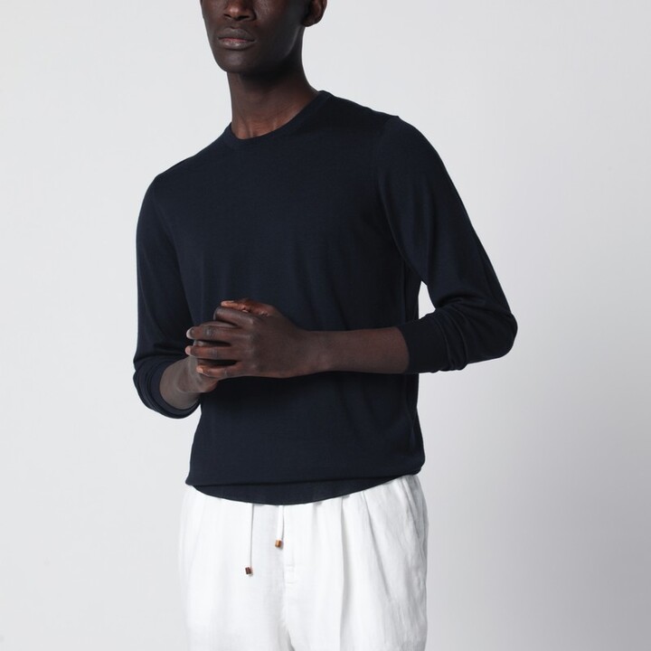 Drumohr Navy blue wool crew-neck sweater