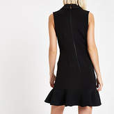Thumbnail for your product : River Island Black pearl button frill hem bodycon dress