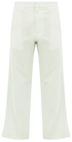 Thumbnail for your product : Edward Crutchley Cropped-cuff Wool-poplin Suit Trousers - Green