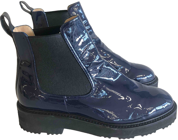 navy patent boots