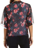 Thumbnail for your product : Charlotte Russe Floral Print Fringe Kimono Top