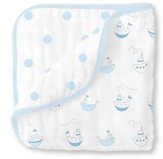 Swaddle Designs 4-Layer Muslin Luxe Blanket, Cuddle and Dream, Nautical Little Ships and French Dots