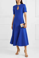 Thumbnail for your product : Emilia Wickstead Ludovica Cutout Pleated Wool-crepe Midi Dress - Midnight blue