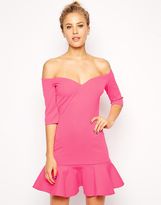 Thumbnail for your product : ASOS COLLECTION Bardot Texture Peplum Hem Dress