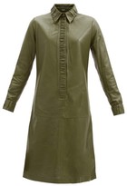 Thumbnail for your product : Dodo Bar Or Pattie Ruched-edge Leather Dress - Light Green