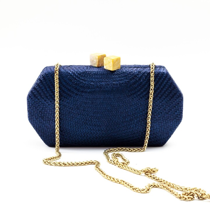 navy and cream clutch bolsa