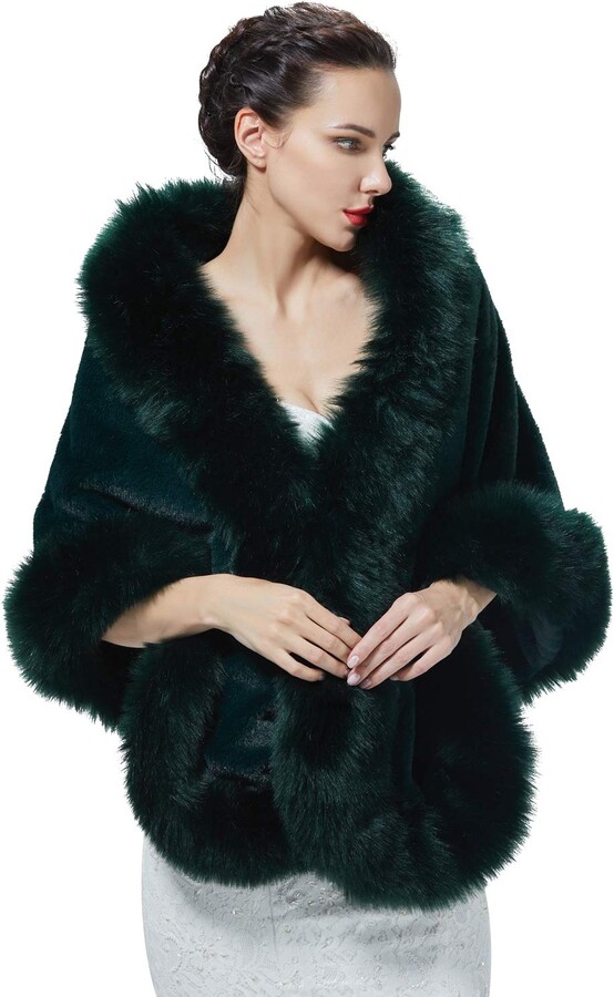 green fur cape