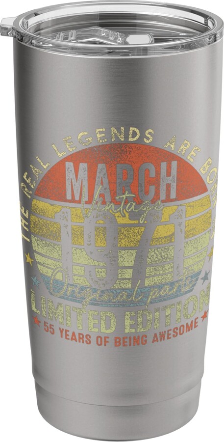 Vintage 55 Years Old Awesome Since March 1996 Mens 55th Birthday Legends March 1996 Vintage 55 Years Old Stainless Steel Insulated Tumbler