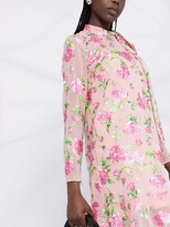 Thumbnail for your product : RED Valentino Rose-Print Tie-Neck Mini Dress