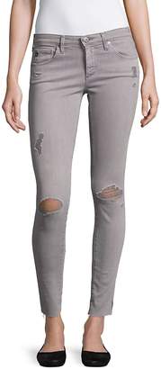 AG Adriano Goldschmied Women's Super Skinny Distressed Ankle Leggings - Grey, Size 30 (8-10)