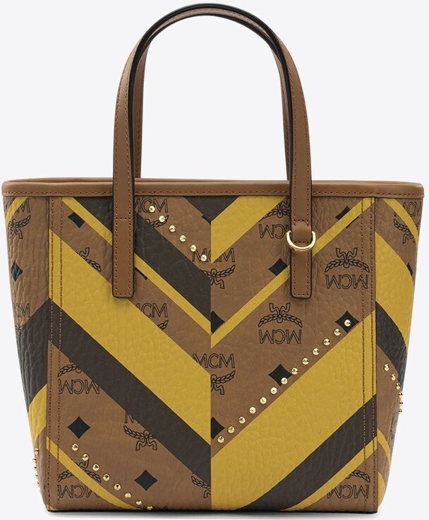 MCM Toni Chevron Studded Top Handle Bag