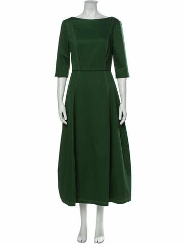 green bateau neckline dress