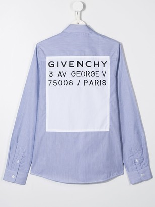 Givenchy Kids Long Sleeve Striped Logo Patch Shirt