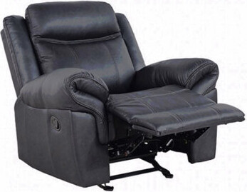 Red Barrel Studio Black Faux Leather Transitional Glider Recliner - Contrast Welt