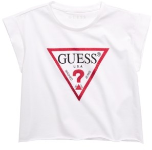 GUESS Big Girls Logo-Print Raw-Hem T-Shirt