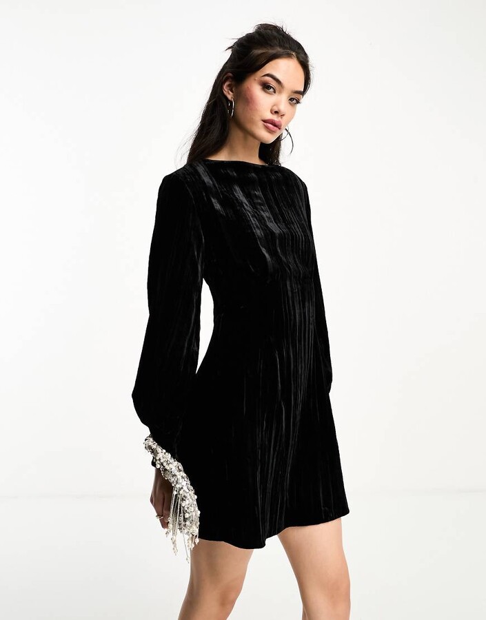And other stories velvet mini dress in black ShopStyle