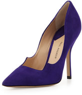 Thumbnail for your product : Paul Andrew Zenadia Suede Peaked-Vamp Pointed-Toe Pump, Violet