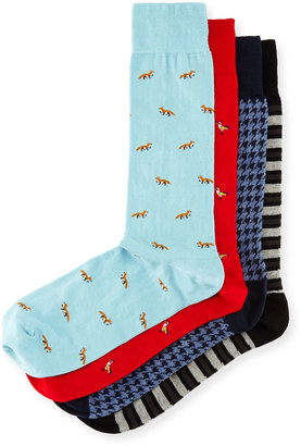 Neiman Marcus 4-Pair Critter Socks Gift Box