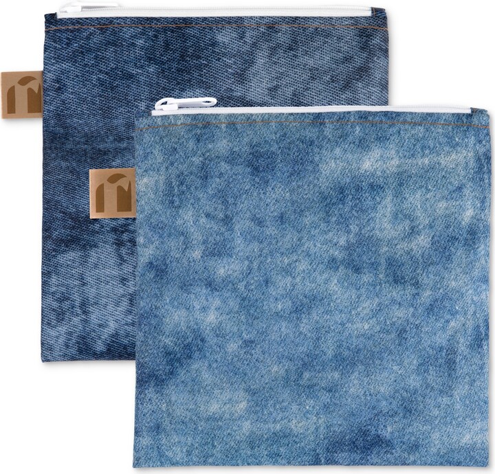 Bumkins Denim-Print Large Snack Bags, 2 Pack