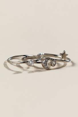 francesca's Moon and Star Silver Ring Set - Silver