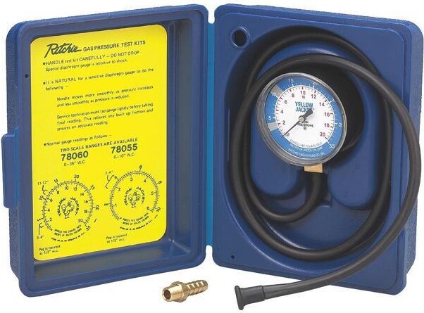 Yellow Jacket 78055 Gas Pressure Test Kit,0 to10 In WC