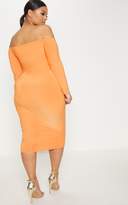 Thumbnail for your product : PrettyLittleThing Plus Tangerine Slinky Twist Bardot Midi Dress
